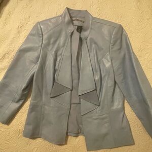 White House Black Market light blue leather jacket size small